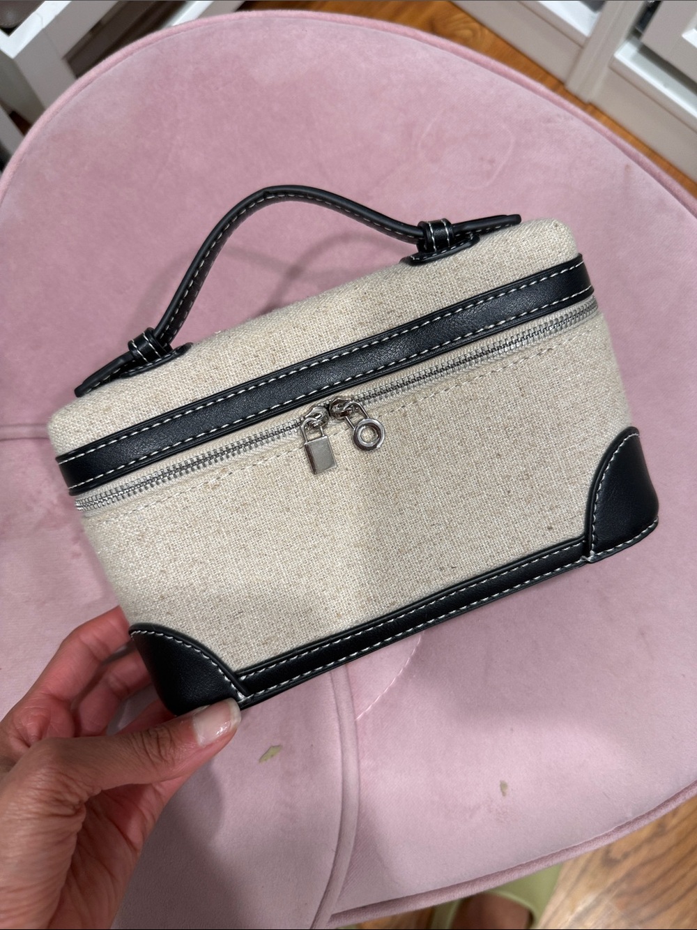 Canvas and Black Trim Women’s Vanity Bag